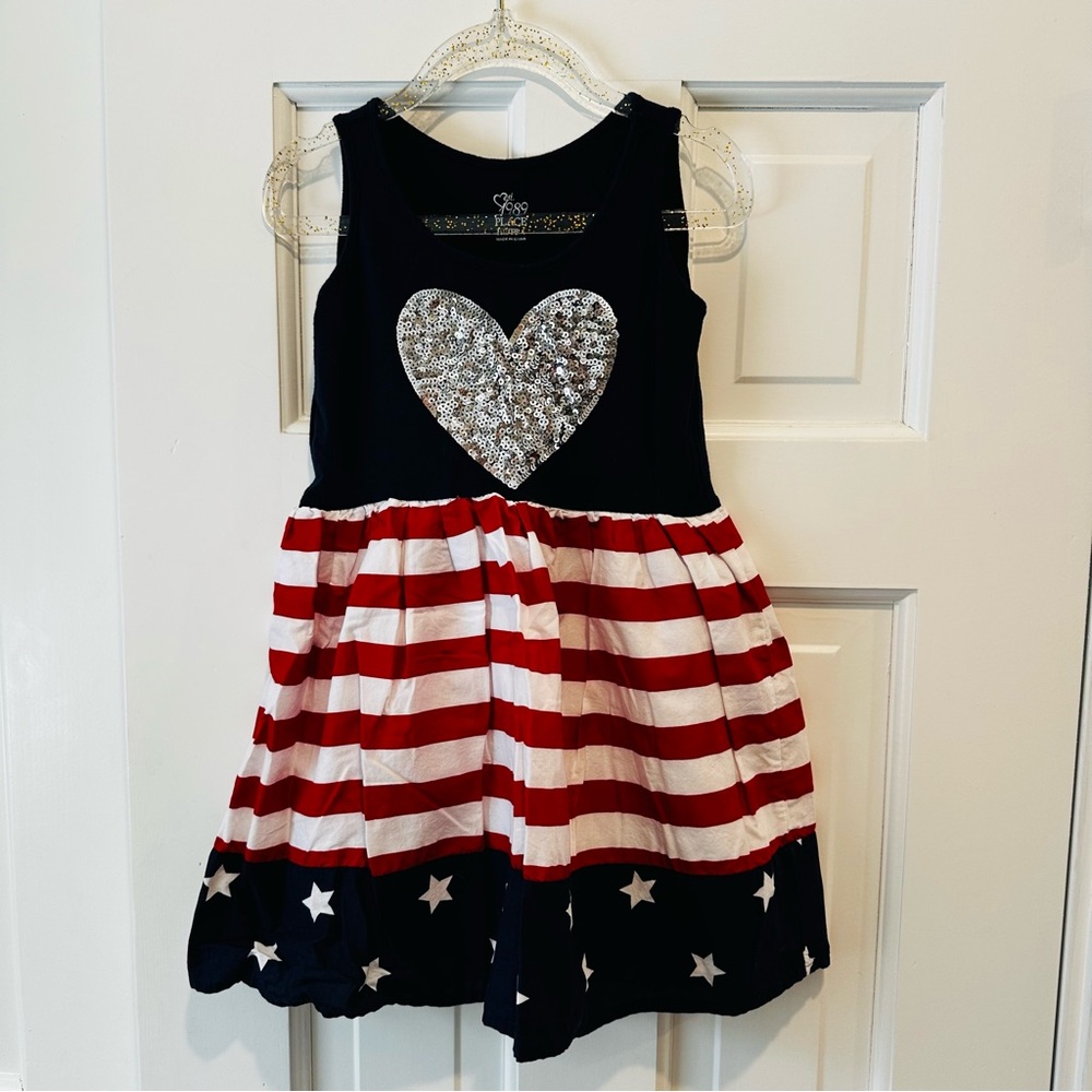 Place Kids Dress with Silver Sequin Heart - Black, Red, White